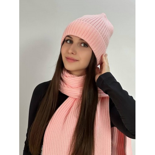 КОМПЛЕКТ 245 шапка + шарф розовый