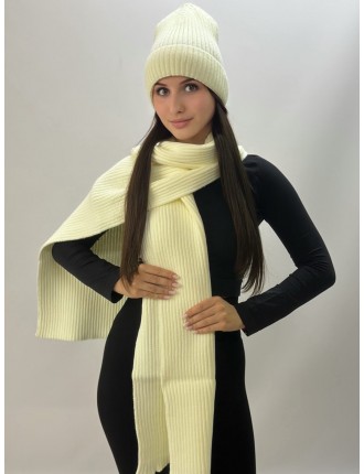 КОМПЛЕКТ 245 шапка + шарф молочный