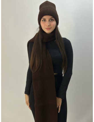 КОМПЛЕКТ 245 шапка + шарф шоколадный