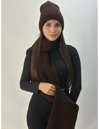 КОМПЛЕКТ 245 шапка + шарф шоколадный