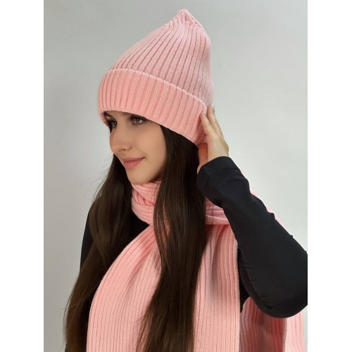 КОМПЛЕКТ 245 шапка + шарф розовый