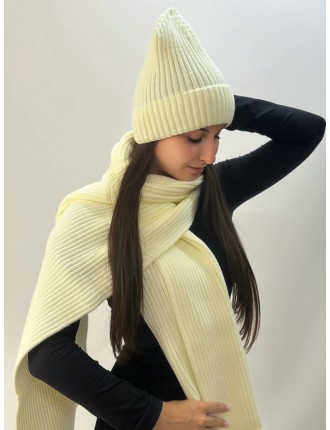 КОМПЛЕКТ 245 шапка + шарф молочный