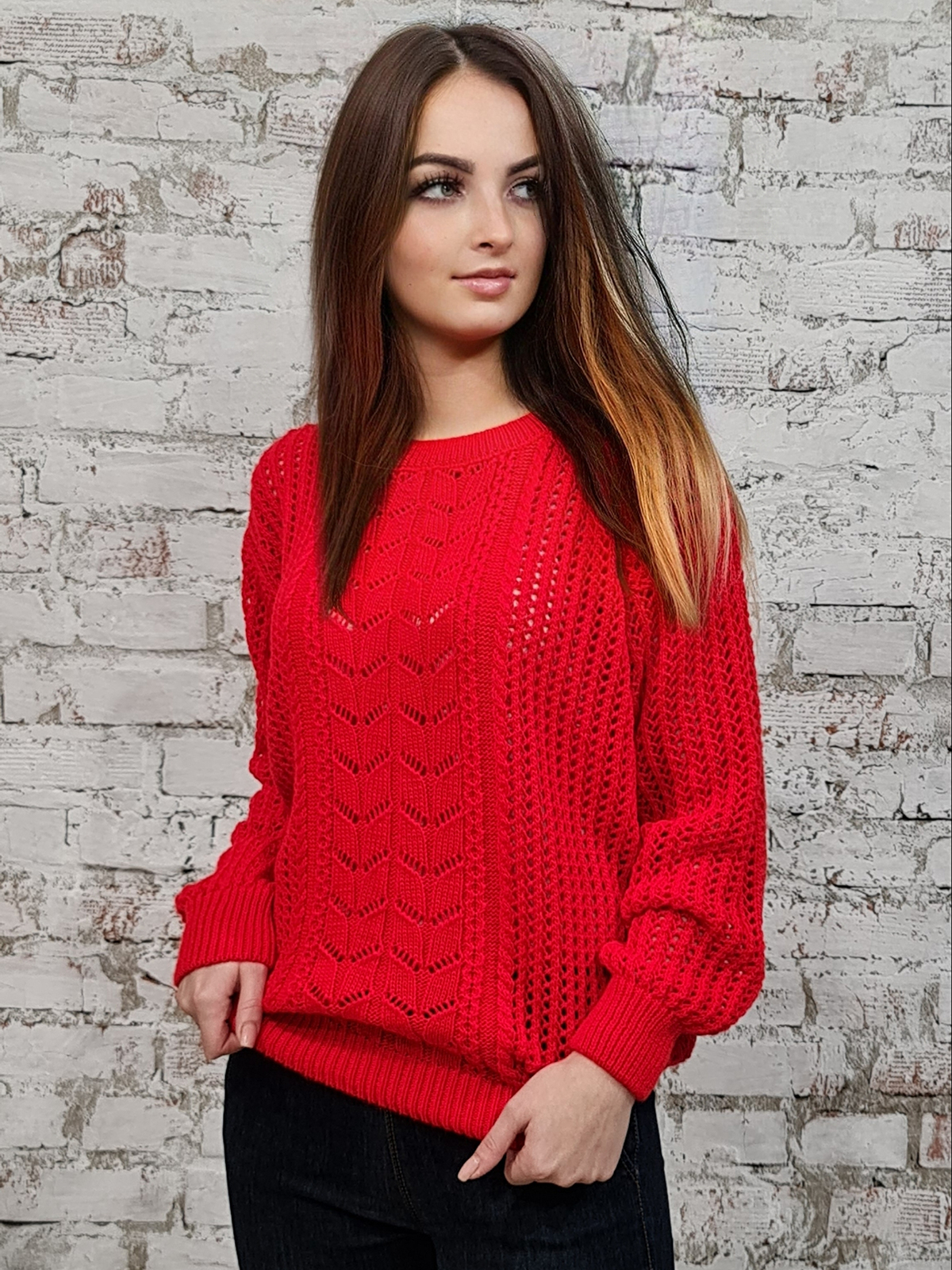 Джемпер 50557колір Яскраво червоний